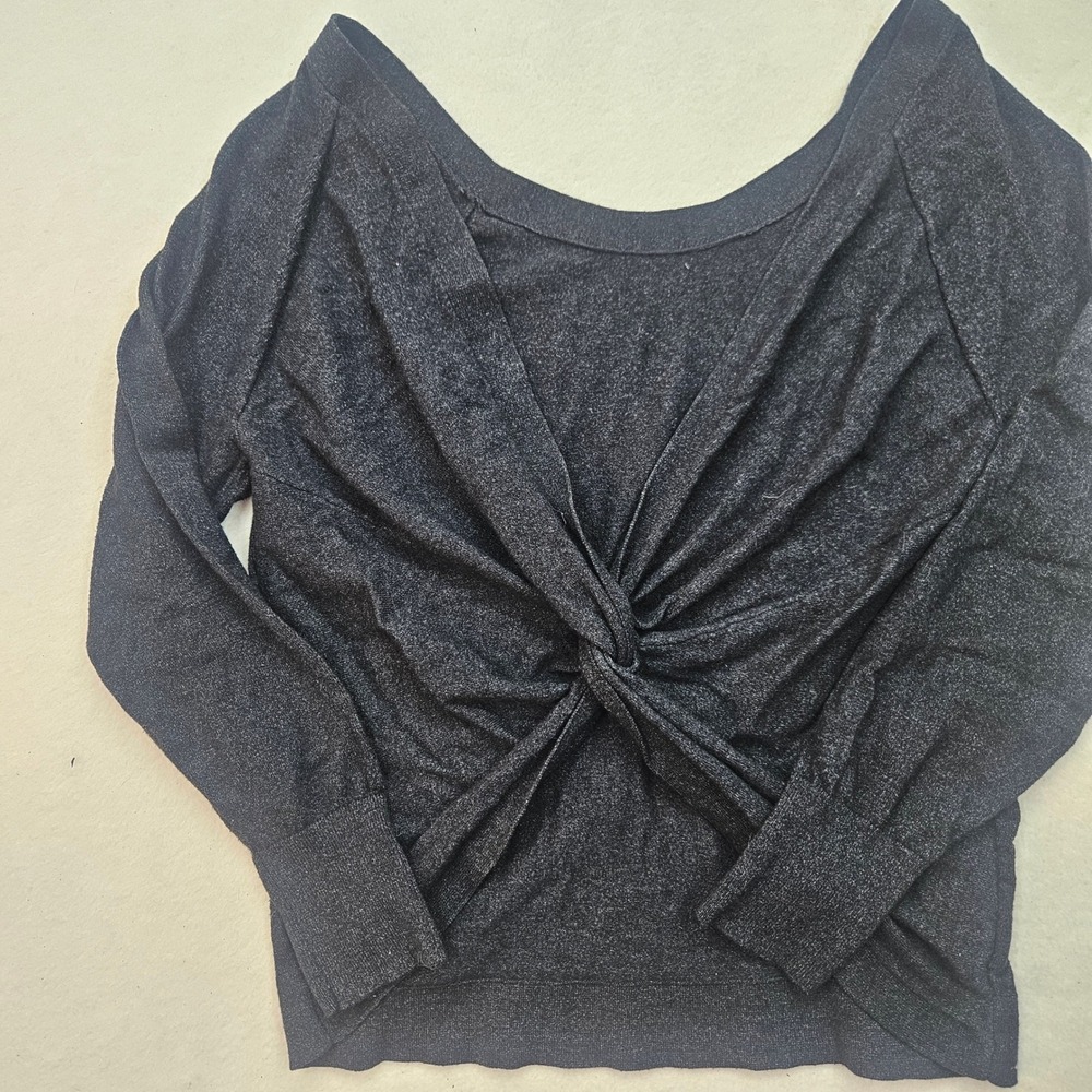 Victoria's Secret Sweater Womens Small Grey Excellent Twist Front Metallic Knit